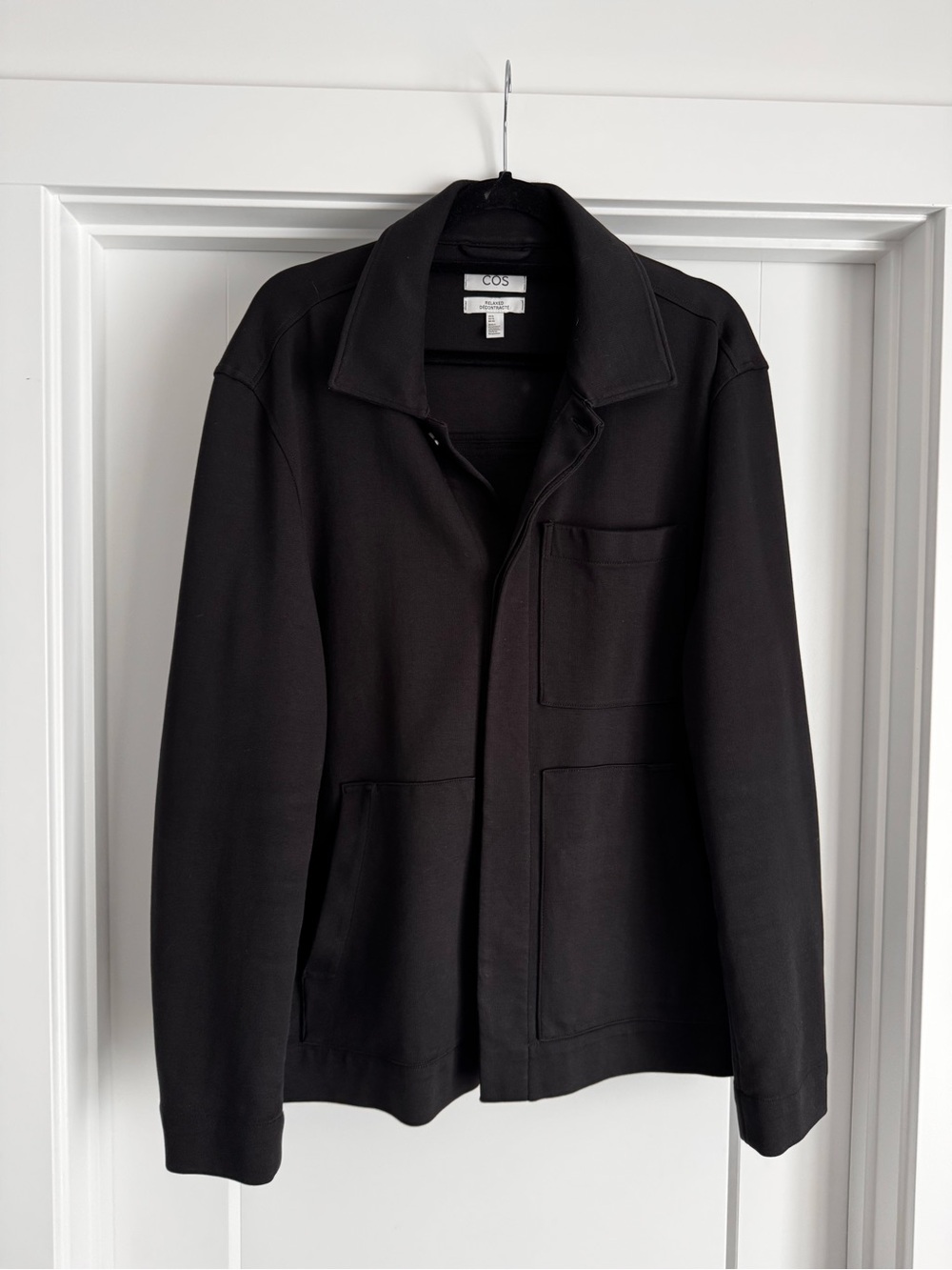 COS Black Stretch Twill Shirt Jacket
